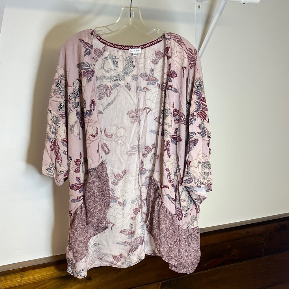 Love Fire Floral Kimono Cardigan in Purple- L
